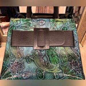 Elegant Black and Green Satchel